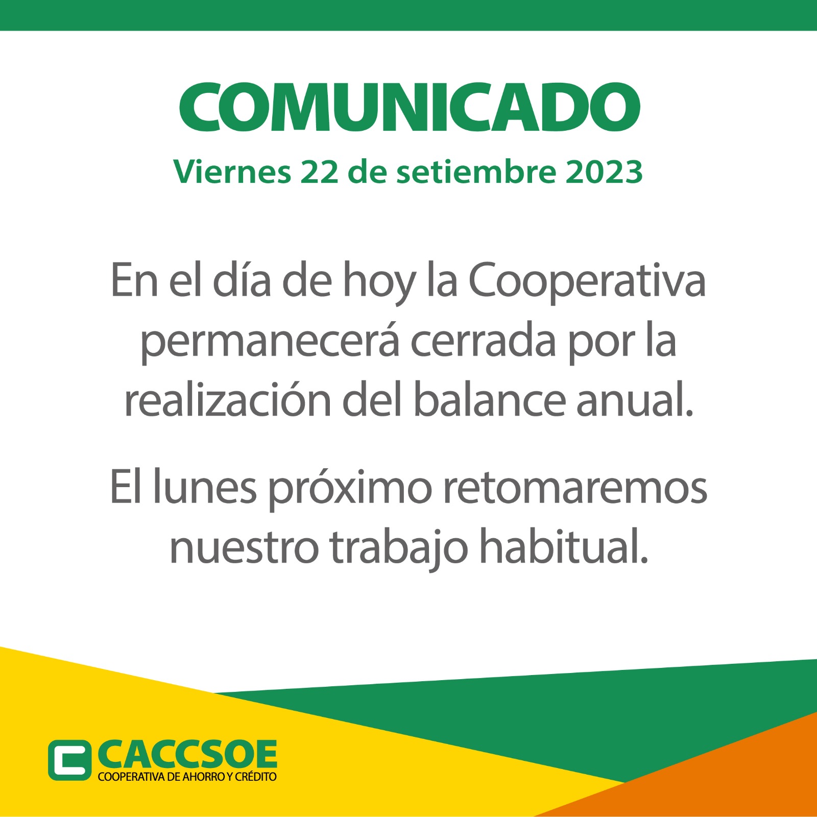 Comunicado – Viernes 22/9