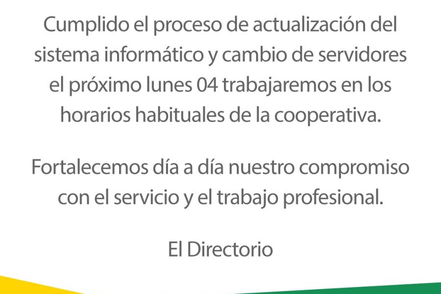 Comunicado de interés a los socios.