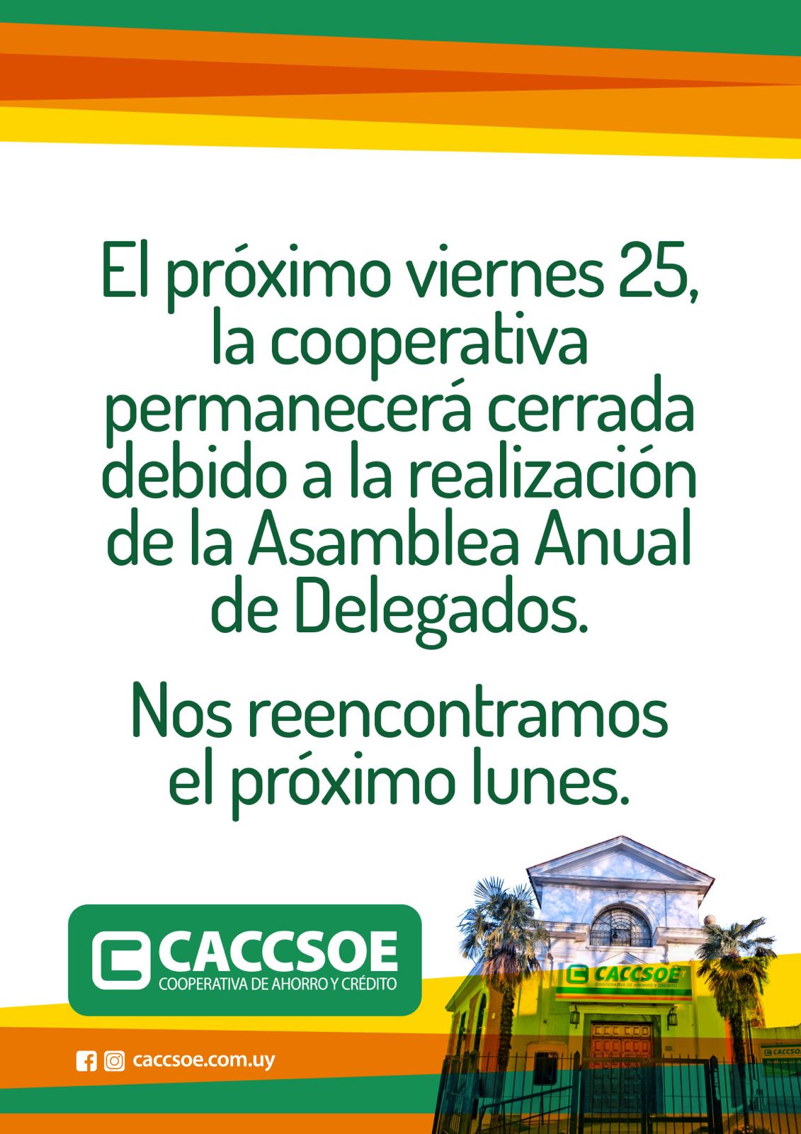 Viernes 25 de setiembre estaremos cerrado